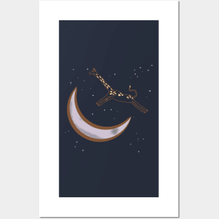 The Giraffe Jumps Over the Moon Posters and Art